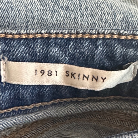 GUESS Acid Wash Two Tone 1981 Skinny Blue Denim Jeans Sz 28 Mid Rise Fray Ankle - Picture 7 of 9